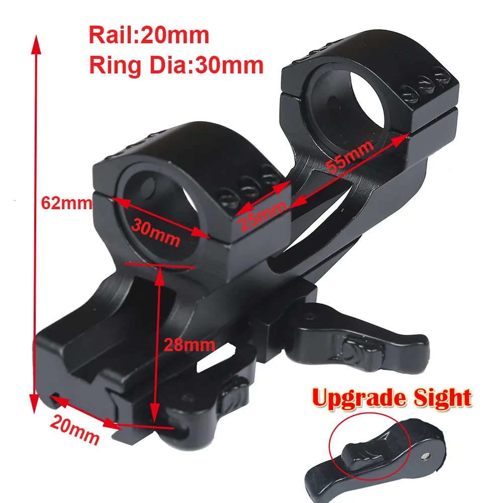 

Крепление для прицела 25,4 мм 1 дюйм/30 мм кольцо быстросъемное консольное движущееся движение Вивера повышенной прочности 20 мм планка Пикатинни QD Автоматическая блокировка
