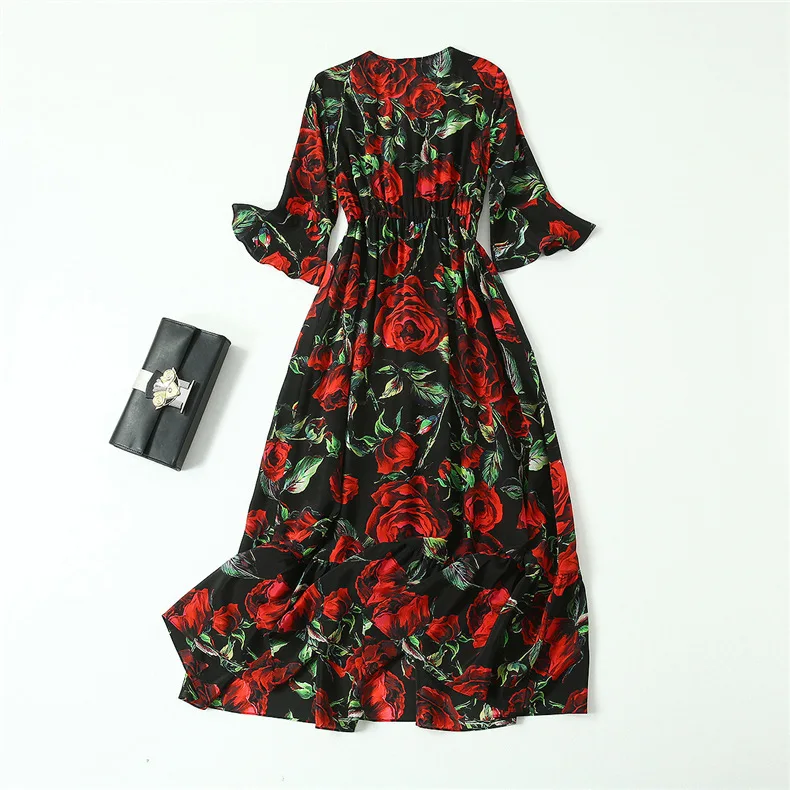 

Boho Real Silk Dress Women Clothes 2020 Korean Summer Evening Party Female Elegant Vestidos Floral Long Beach Dresses