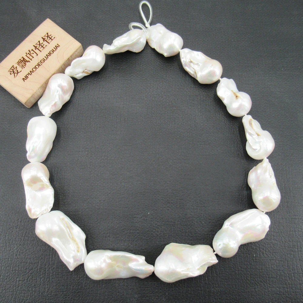 Genuine Big Natural 15x28-17x30mm White Baroque Pearl Loose Beads Women Lady Jewelry DIY