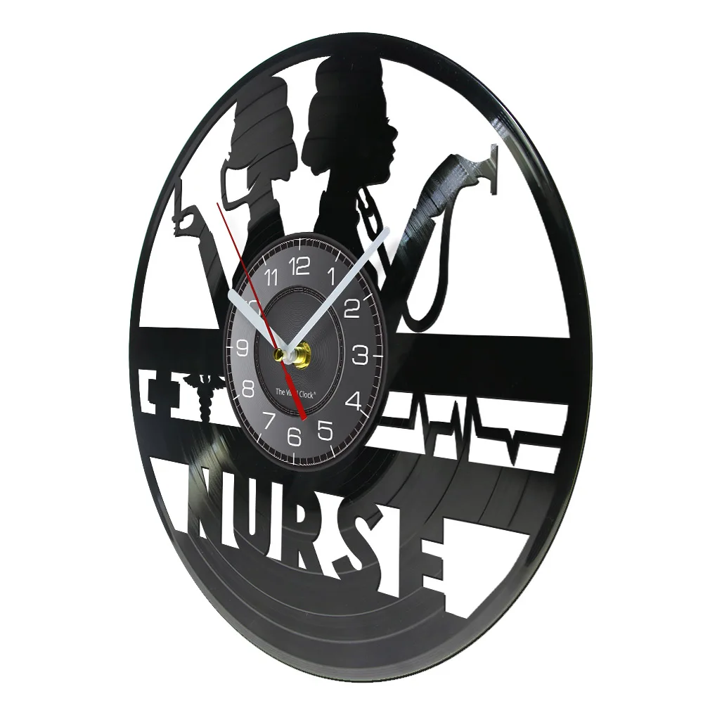 Professional Nurse Wall Clock Healthcare Nursing Heartbeat Vinyl Record Crafts Cardiac Examination Watch Hospital Medical Decor