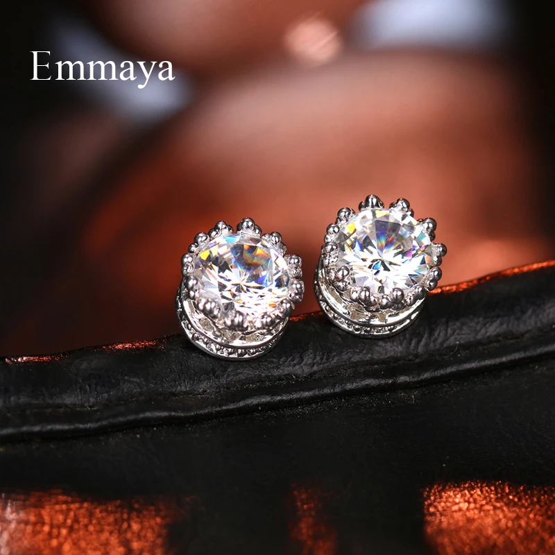 Emmaya Classic Tiny Round Shape Cubic Zircon Earring White Color For Women Party Elegant Ornament Fashion Trend In Banquet