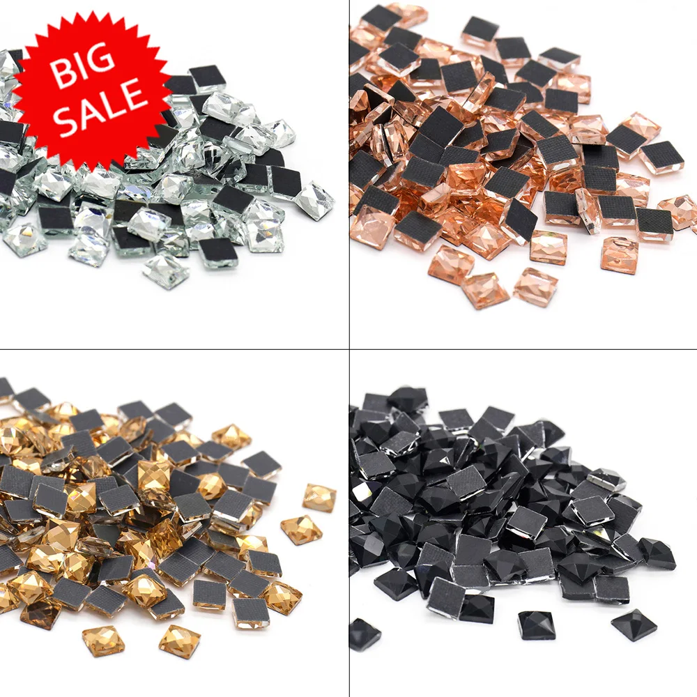 4-10mm Multi Color Square Shape Hotfix Glass Rhinestones DMC Hot fix Crystal Stones for DIY Clothes Creative Design