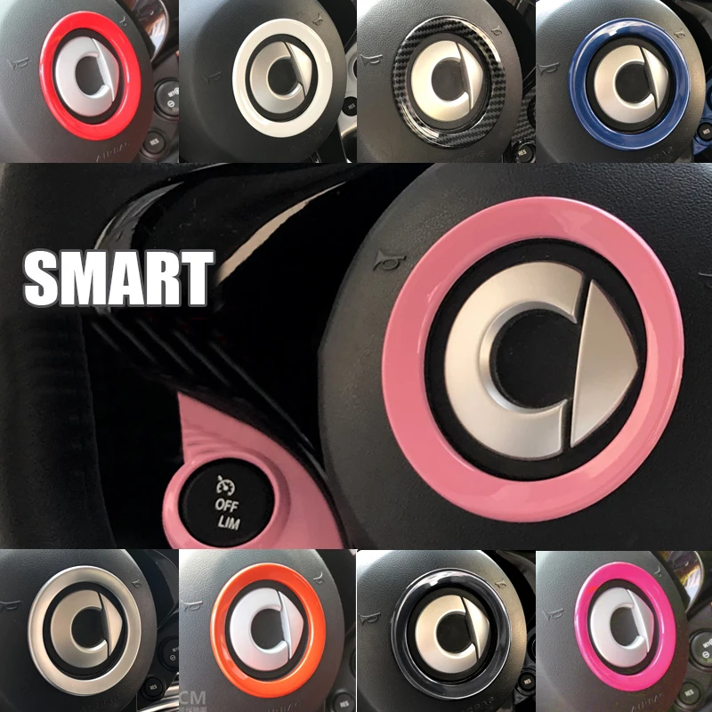 

Car Steering wheel Decoration Center Panel Ring Sticker For Mercedes Smart 453 fortwo forfour Car Styling Accessories