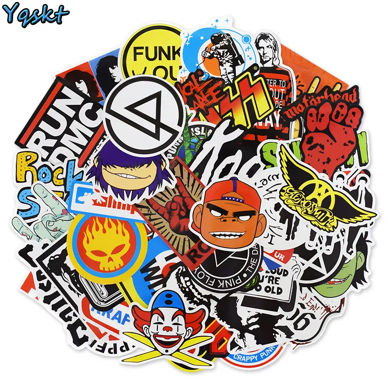 

100 Pcs Retro Cartoon Rock Music Stickers for Children Bicycle Motorcycle Bumper Fridge JMD Cool Waterproof DIY Graffiti Sticker