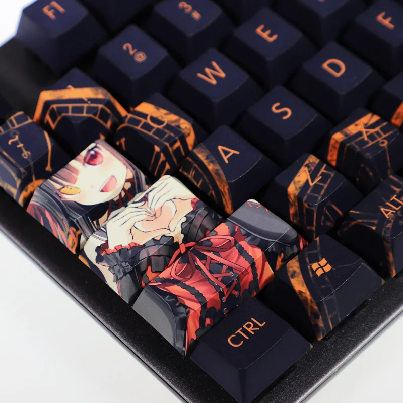 1 Set PBT 5 Sides Dye Sublimation Keycaps Cartoon Anime Key Caps For DATE A LIVE ANSI Layout Mechanical Keyboard Keycap