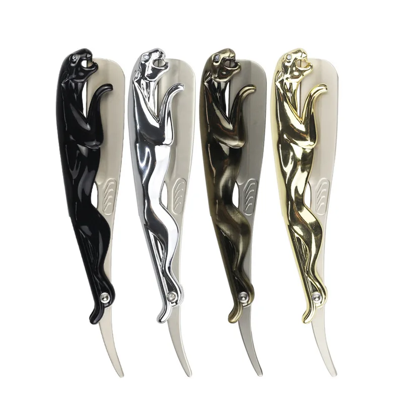 الفولاذ المقاوم للصدأ للطي الحلاقة سكين مقبض اللحية مستقيم الحلاقة تصفيف الشعر أداة دليل الحلاقة الرجال هدية