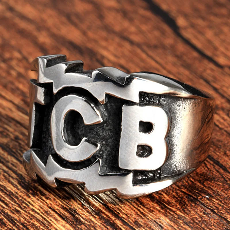 

Mens Heavy Metal TCB Ring Stainless Steel Biker Ring Cool Take Care of Business Ring Fashion Male Punk Jewelry Party Best Gift