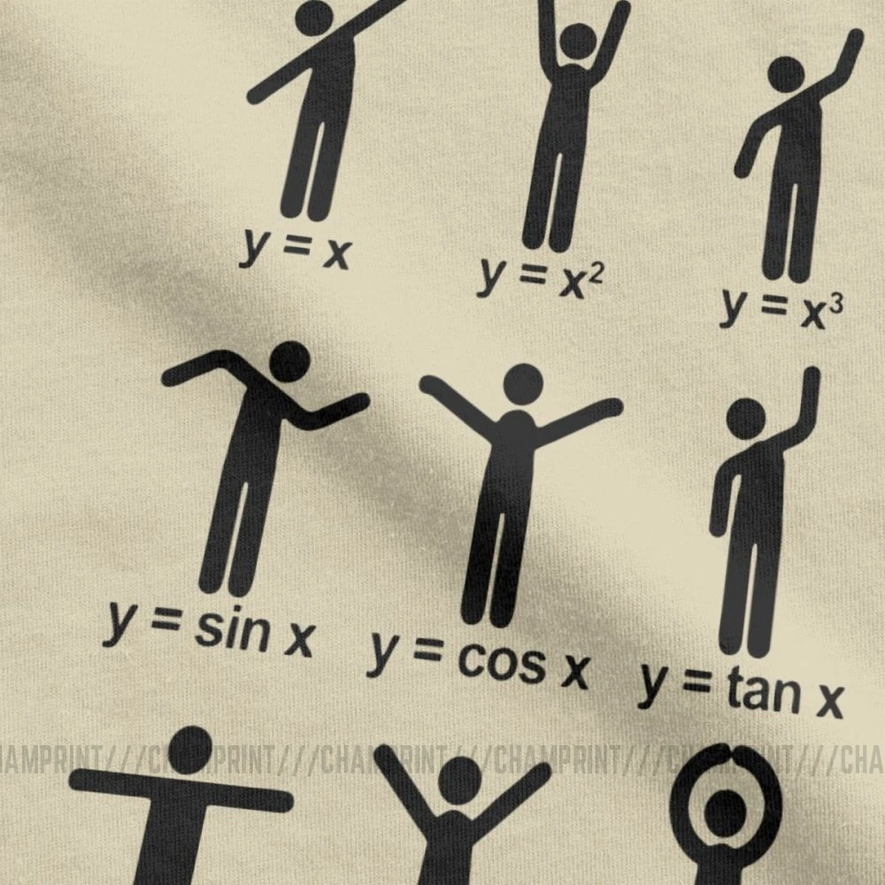 Men Math Dance T-Shirts Mathematical Mathematics Funny Round Neck Short Sleeve Tops Pure Cotton Tees Funny Humor T Shirt