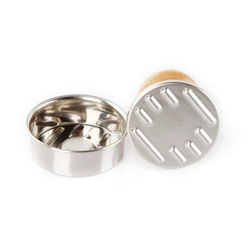 Roestvrij staal ronde hamburger vlees persvorm, keuken fitting met houten handvat, hamburgervlees patty, keukengereedschap