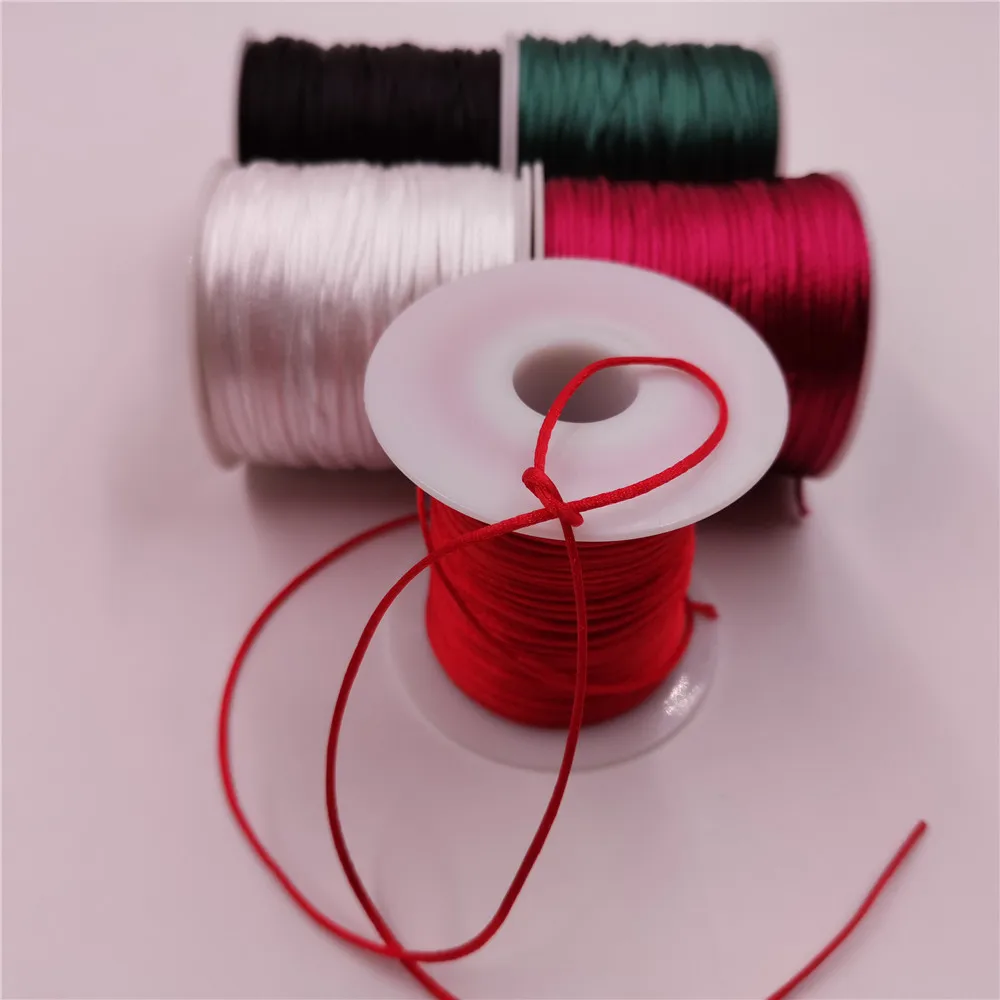 50Meters X 1MM Chinese Knot Rattail Satin Cord for Braided Macrame String Jewelry Findings Beading Rope 38 Colours