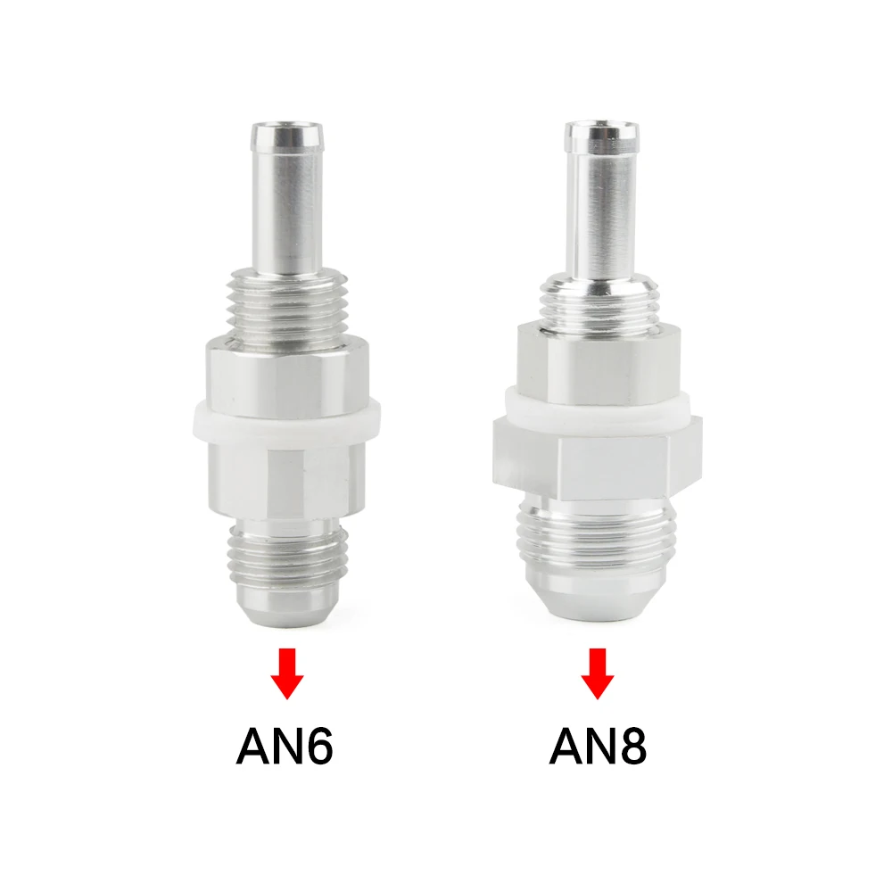 An6-5/16 or AN8-3/8 Aluminum Hose Barb Fuel Tank Fitting Silver Replacement Fittings Connector