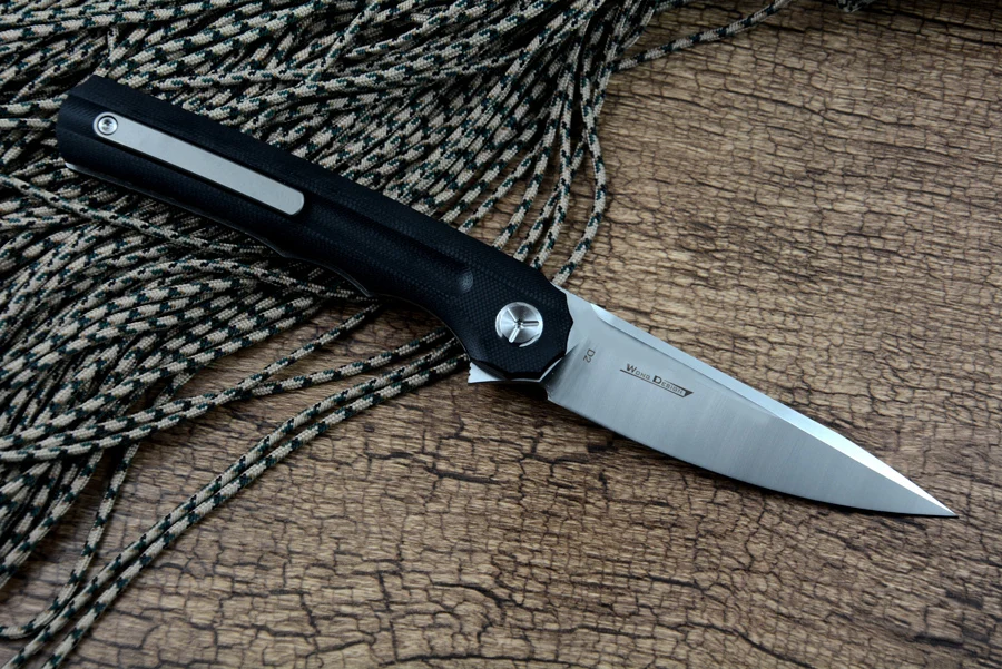 Twosun Knife TS89 D2 Satin Blade Pocket Folding Knife G10 Handle with Clip for Outdoor Daily EDC Hunting Camping Hiking