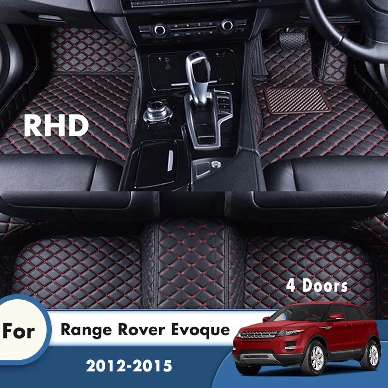 

Автомобильные коврики RHD для 4-дверного внедорожника Range Rover Evoque 2015, 2014, 2013, 2012, ковровые покрытия, кожаные аксессуары для салона автомобиля на заказ