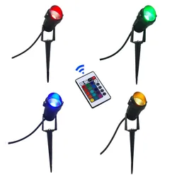 12W DC12V LED RGB COB Garden Lawn Lamp 220V 110V 6W 9W Outdoor LED Spike Light With Remote Path Landscape Waterproof Spot Bulbs