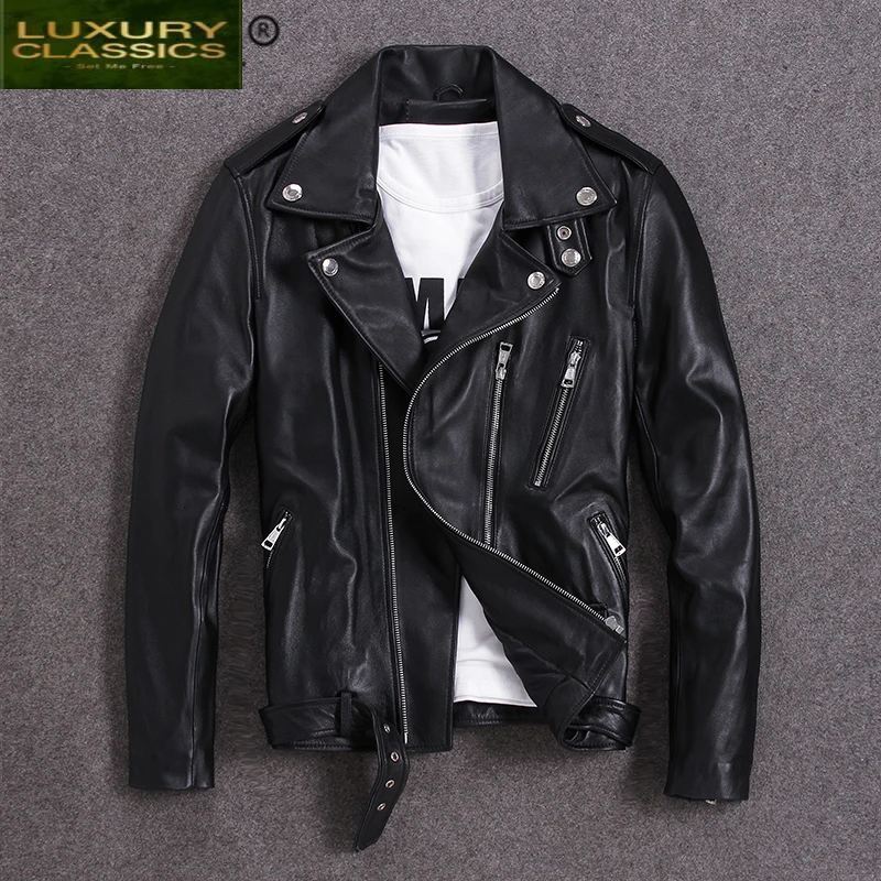 100% Natural Genuine Streetwear Leather Jacket Men Autumn Spring Clothes 2021 Moto Biker Real Sheepskin Coat Jackets 9811