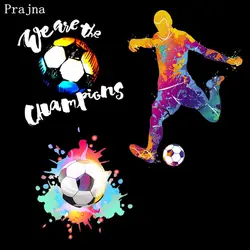 Prajna Fire Soccer Iron On Transfers DIY T-shirt Football Player Heat Transfer Vinyl Thermal Washable Stickers On Clothing Decor