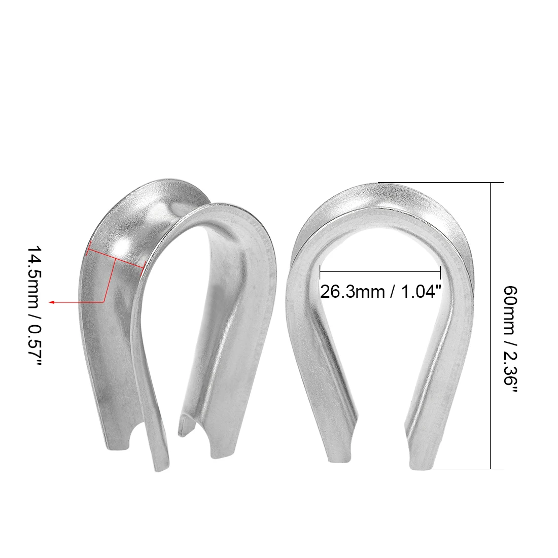 Uxcell 10 Pcs M12 Rvs 23/64 " - 13/32" Wire Rope Cable Vingerhoeden Rigging