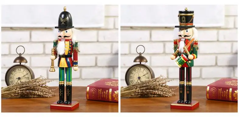 30cm Nutcracker Puppet Soldiers Wooden Figurine Christmas Desktop Decoration Window Showcase Home Decor Christmas Gift Wholesale