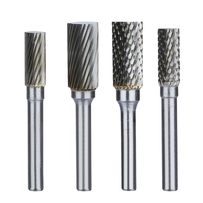 Jrealmer 1pcs Type A Cylinder 6mm shank Tungsten Carbide Cylindrical Rotary Burrs Milling Cutter Rotary Tool Burr Rotary Dremel