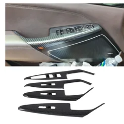 For Kia K7 Cadenza 2019 2020 Carbon Fiber Door Window Lift Switch Button Panel Cover Trim Decoration Car Styling Accessories