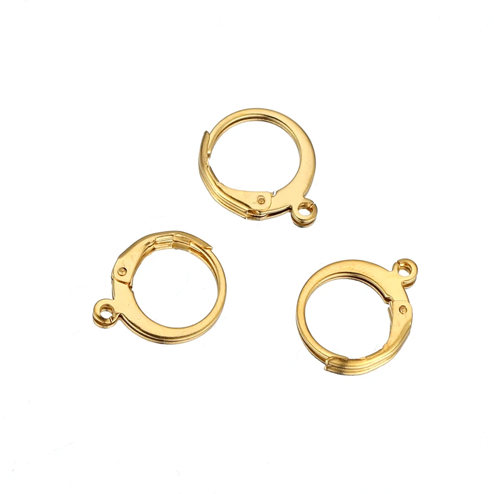 20 Stück goldfarbene Edelstahl-Ohrringverschlüsse mit Hebelverschluss, runde Ohrhaken für DIY-Schmuckherstellung, Verbindungsstücke für Damenohrringe. – Detail 4