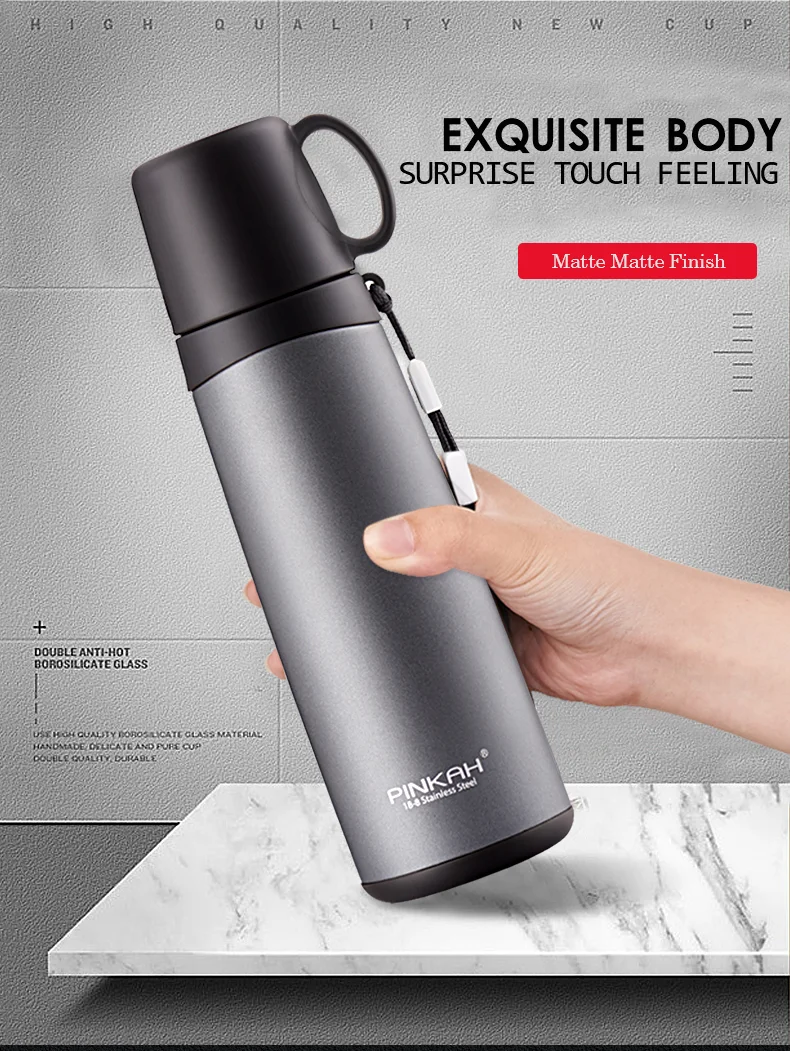 PINKAH Thermos Bottle 420ml 520ml Stainless Steel Vacuum Flask Travel Coffee Thermo Mug School Insulated Bottle Home Thermo Cup