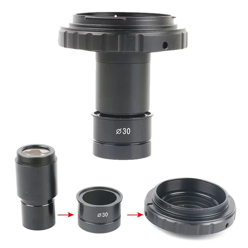 

DSLR Microscope Adapter With 2X Monocular Eyepiece Lens 30mm Stereo Scope Sleeve Adapter T2 Interface For Canon Nikon