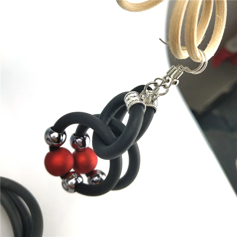 UKEBAY New Handmade Rubber Jewelry Set Pearl Necklace Women Pearl Bracelet Ring Sets Drop Earrings Wedding Jewelry Set Gifts image 6