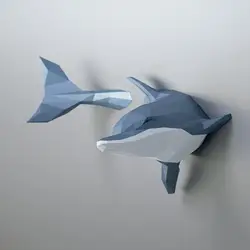 3D Wall Paper Ocean Dolphin Model Boys Birthday Party Pre-cut Papercraft Art Charizard Home Decor Decoration DIY Toys Girls