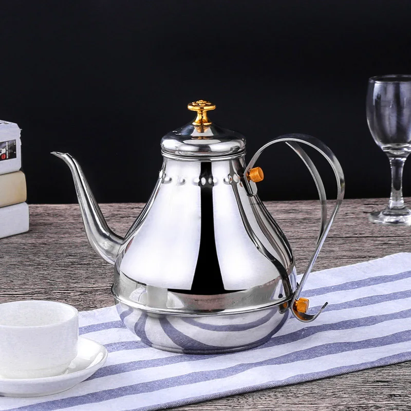 

1.8L/1.2L Stainless Steel Teapot Golden Silver Pot With Filter Palace Tea Kettle Long Mouth Water Kettle