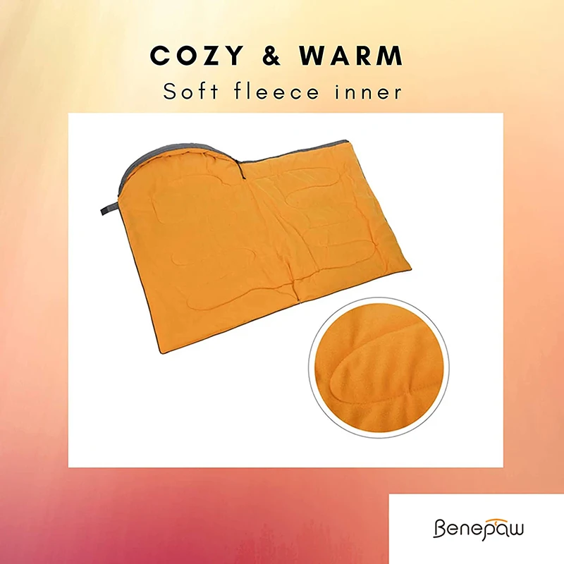 Benepaw Cozy Dog Sleeping Bag Waterproof Portable Travel Short Fleece Inner Pet Bed For Camping And Backpacking Easy To Clean