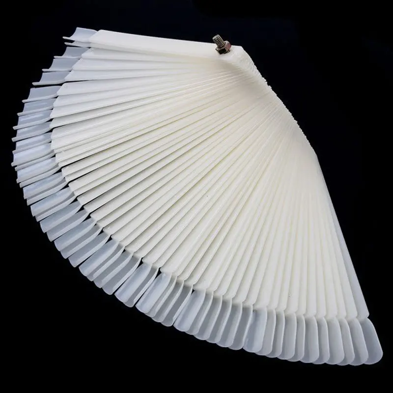 50tips False Nail Tips Display Oval Fan Style Nail Swatch Gel Polish Color Card Fake Nail Practice Palette Chart Tools