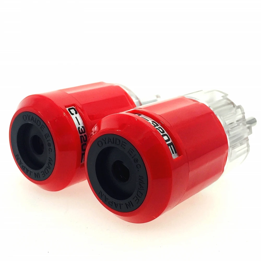 HIFI Oyaide P-320E/C-320E Rhodium Plated Copper Schuko EU AC Power Plug Ver IEC Connector Red transparent