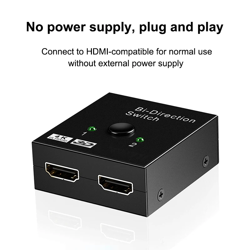 Bi-Direction Hdmi-Compatible 4k 2.0 Splitter Switcher 1 In 2 Out Converter Adapter Displayport To Monitor Projectors Tv Laptop