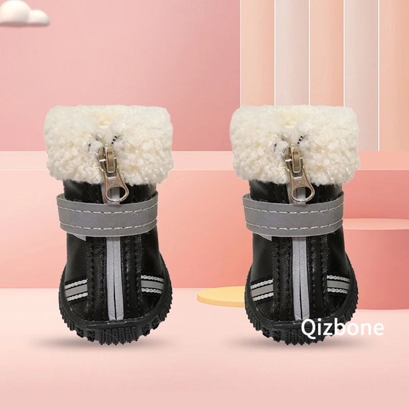 Winter Pet Dog Rain Shoes Waterproof Warm Snow Boots Small Dogs Leather Shoes Non Slip Wear-Resistant For ChiHuaHua York Puppy