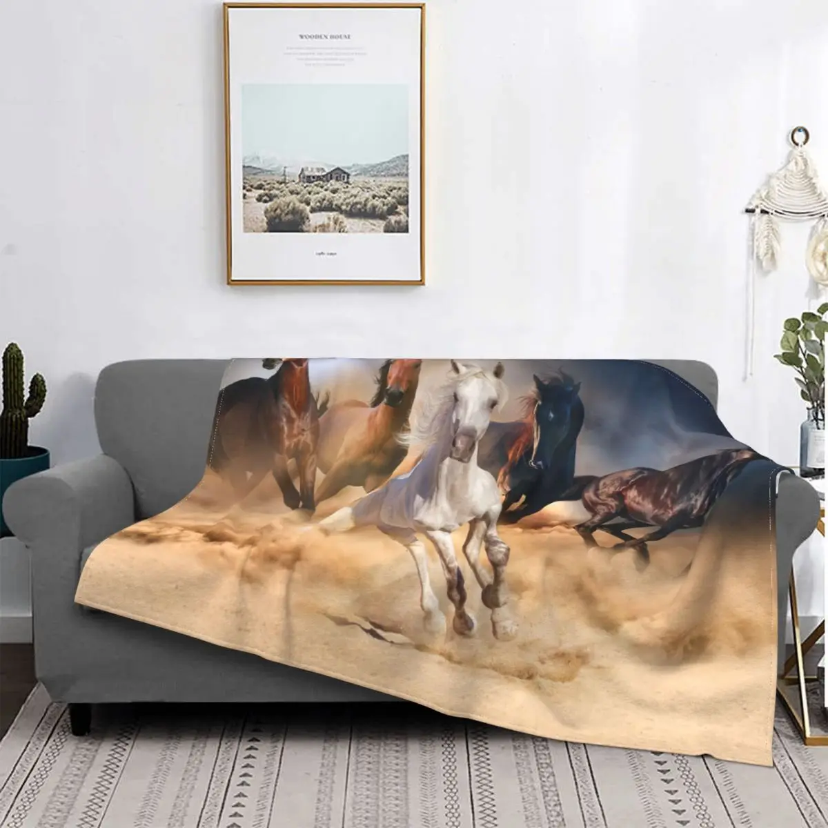 

Horse Herd Running Flannel Throw Blankets Galloping Animal Lovers Blankets for Home Couch Warm Quilt