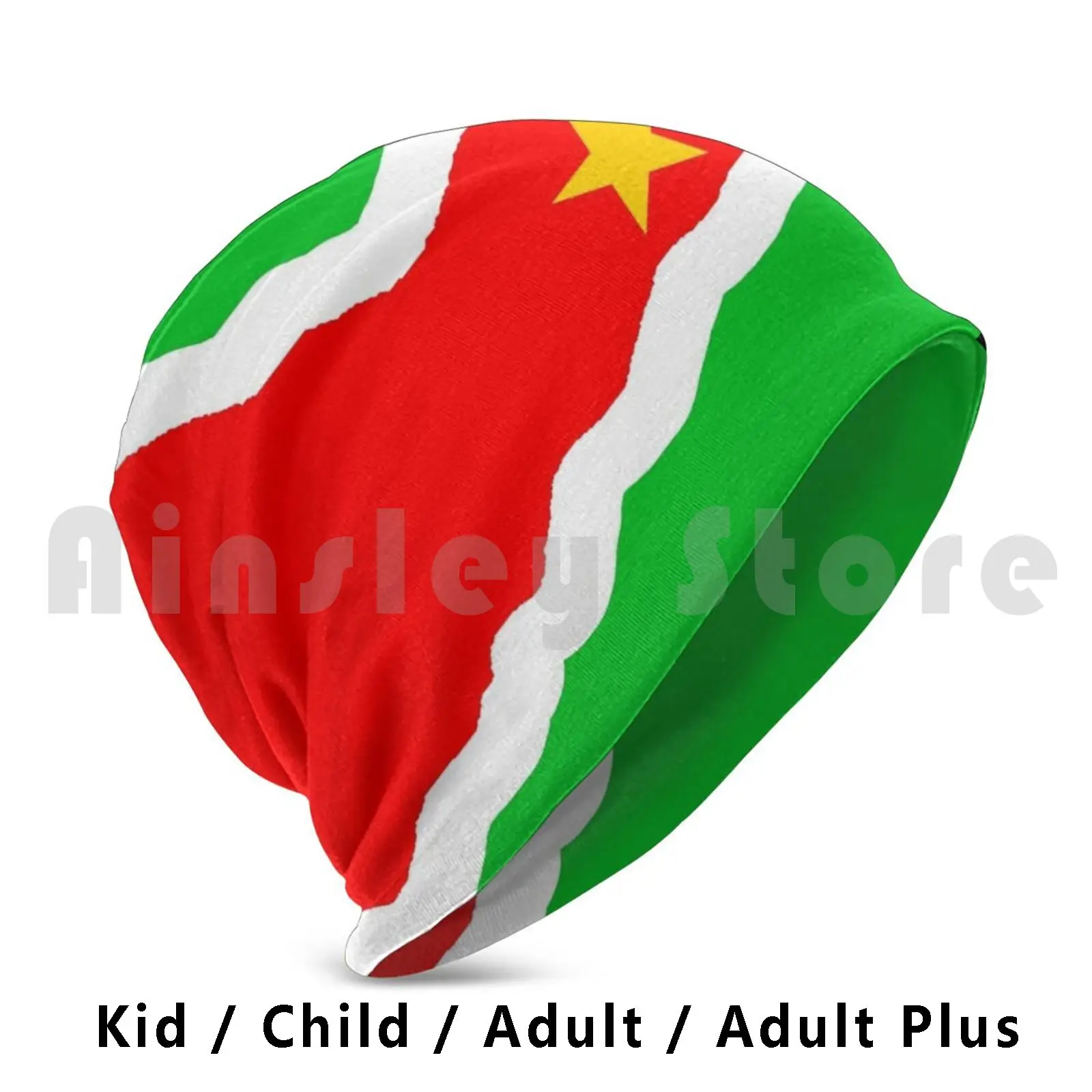 Surinamese Flag , Off Center Beanies Knit Hat 2704 Beanies Print Suriname Sranang Flag Nation Country South America