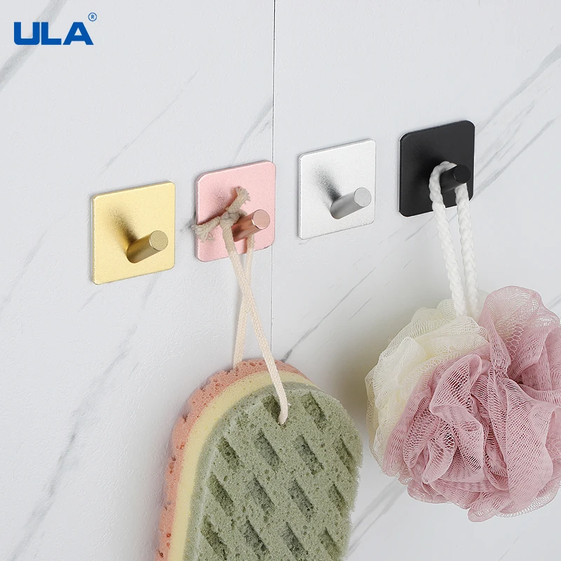 ULA Self Adhesive Wall Hooks Robe Hook Wall Hook Towel Hook for Bathroom Coat Hook Rustproof Hook Hanger for Kitchen Hardware