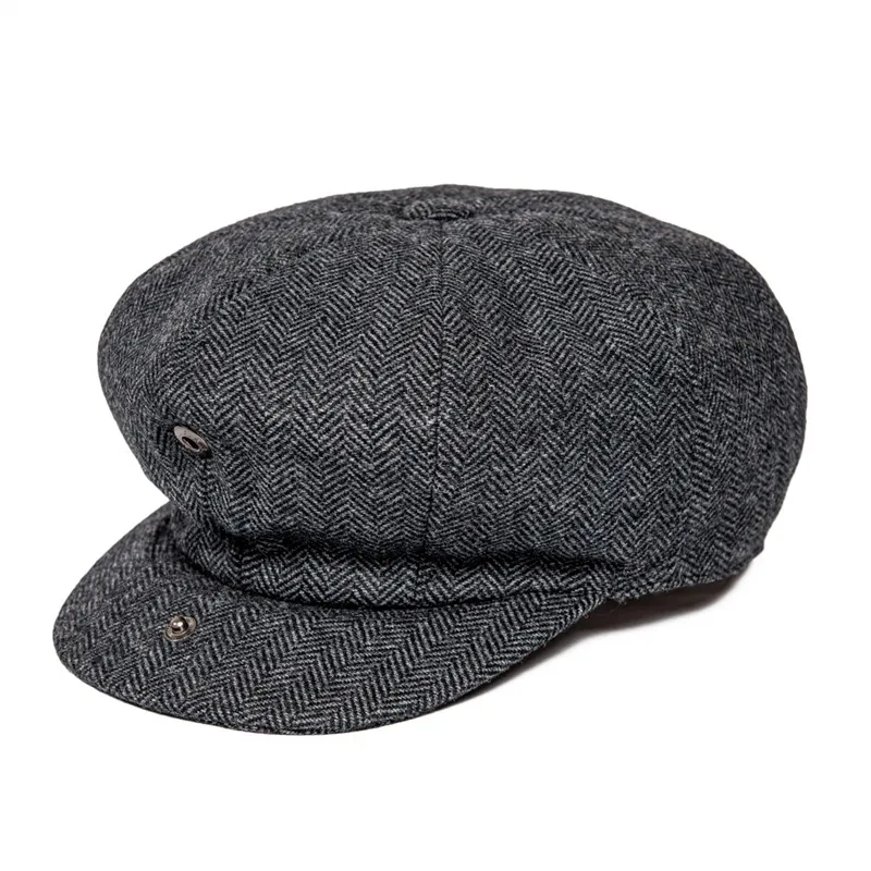 JANGOUL Newsboy Caps News Fashion Men Wool Blend Flat Cap 8 Pane Hat Driving Hats with Button Front Gatsby Cap for Male