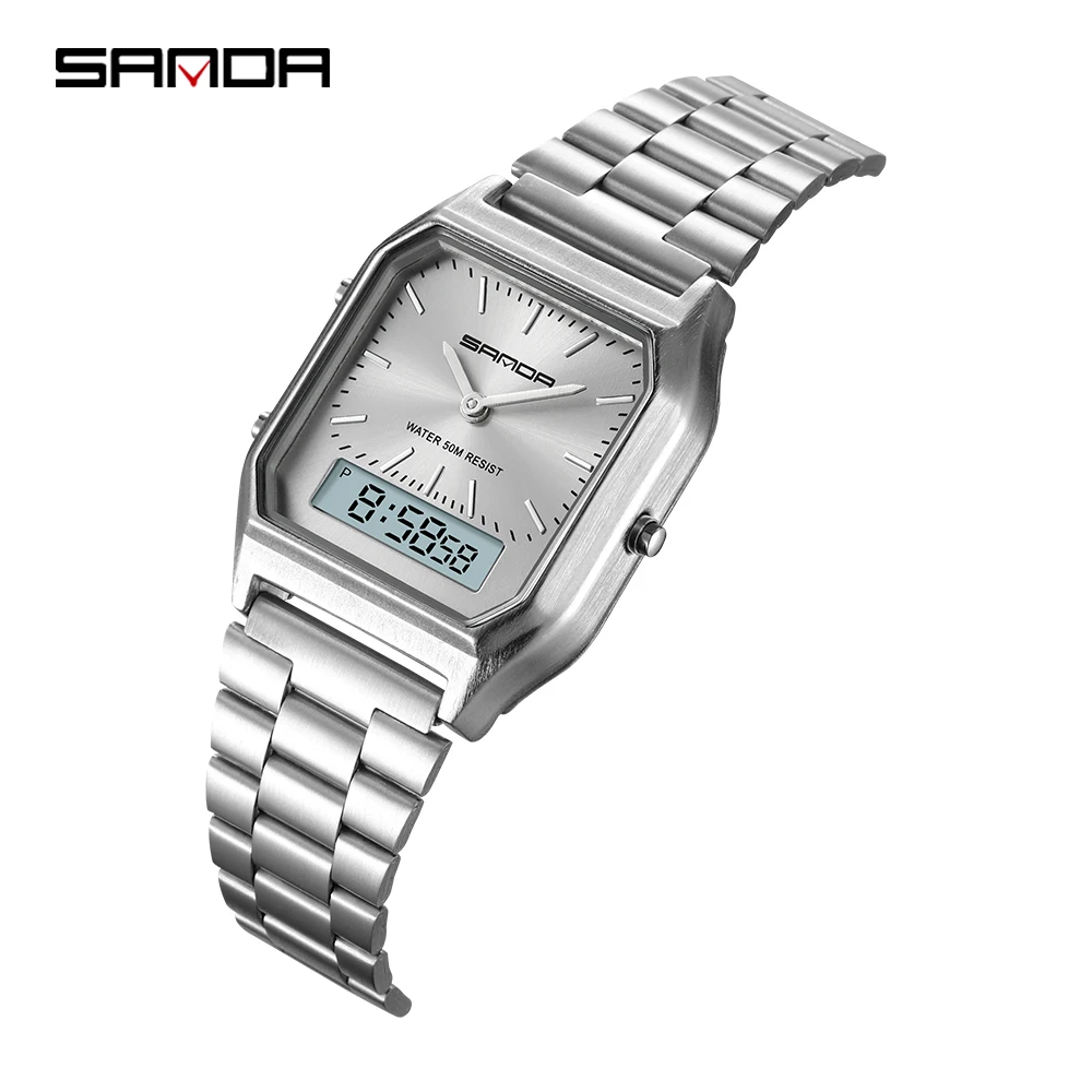 Sanda Fashion Jam Tangan Olahraga Militer Jam Tangan Pria Bermerek Mewah Tahan Air Jam Tangan Elektronik Led Digital Pria Jam Tangan Pria