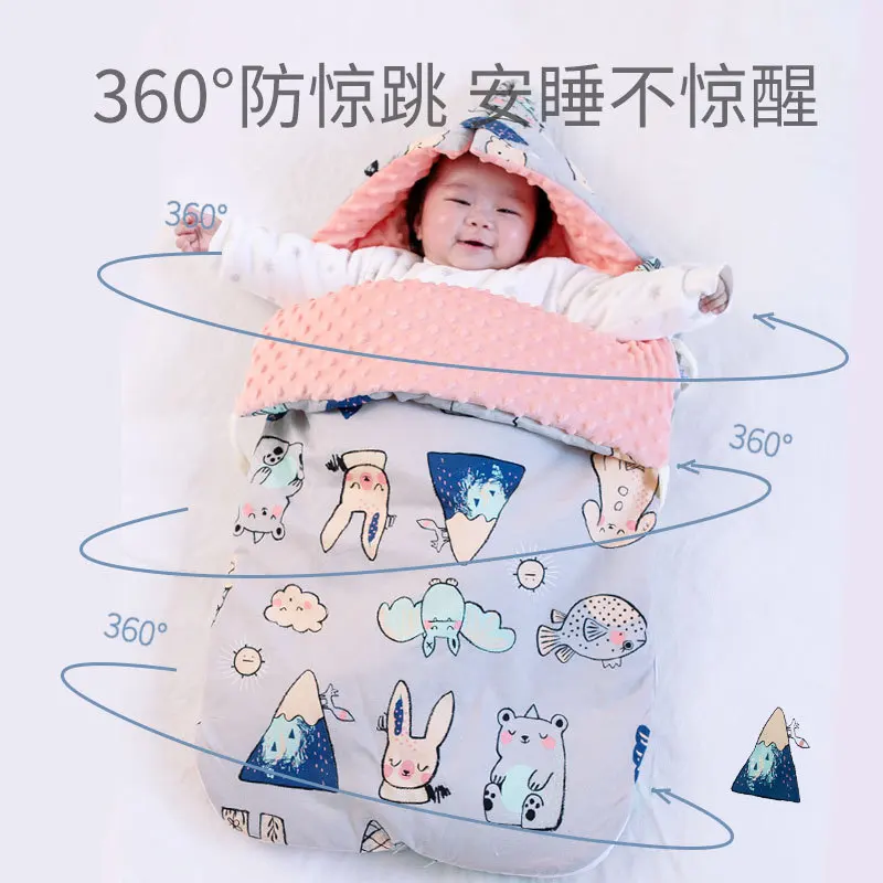 Four Seasons Baby Sleeping Bag Skin-friendly Beanie Velvet Cotton Anti-startle Protective Belly Cover Newborn Sleeping Bag