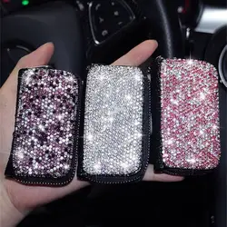 Funda de llave de coche Universal con diamantes, bonita funda de llave de coche femenina, carcasa protectora creativa de alta gama