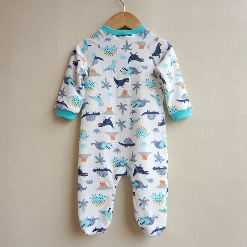 Baju Piyama Bayi Jumpsuit Ritsleting Dua Kepala Baju Monyet Bayi Laki-laki Baru Lahir Baju Monyet Katun Baju Monyet Bayi 3-18M Feetcover