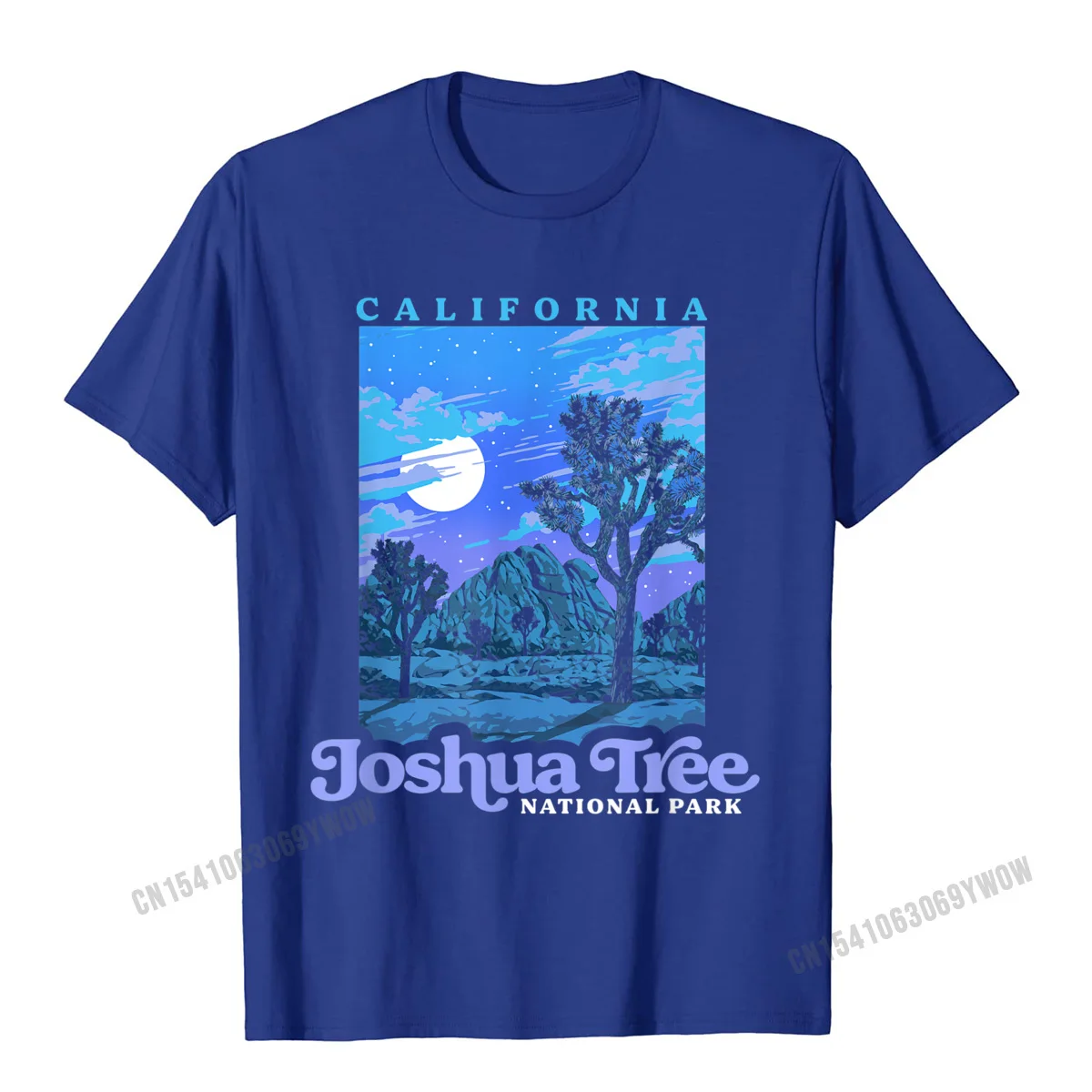 Joshua Tree National Park Vintage Night Scene Retro T-Shirt Camisas Men Tshirts Newest Group Cotton Men Tops T Shirt Summer