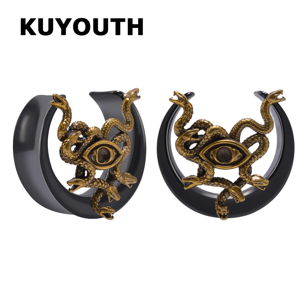 

KUYOUTH Stainless Steel Snake Eye Ear Piercing Gauges Stretchers Body Jewelry Earring Tunnels 2PCS