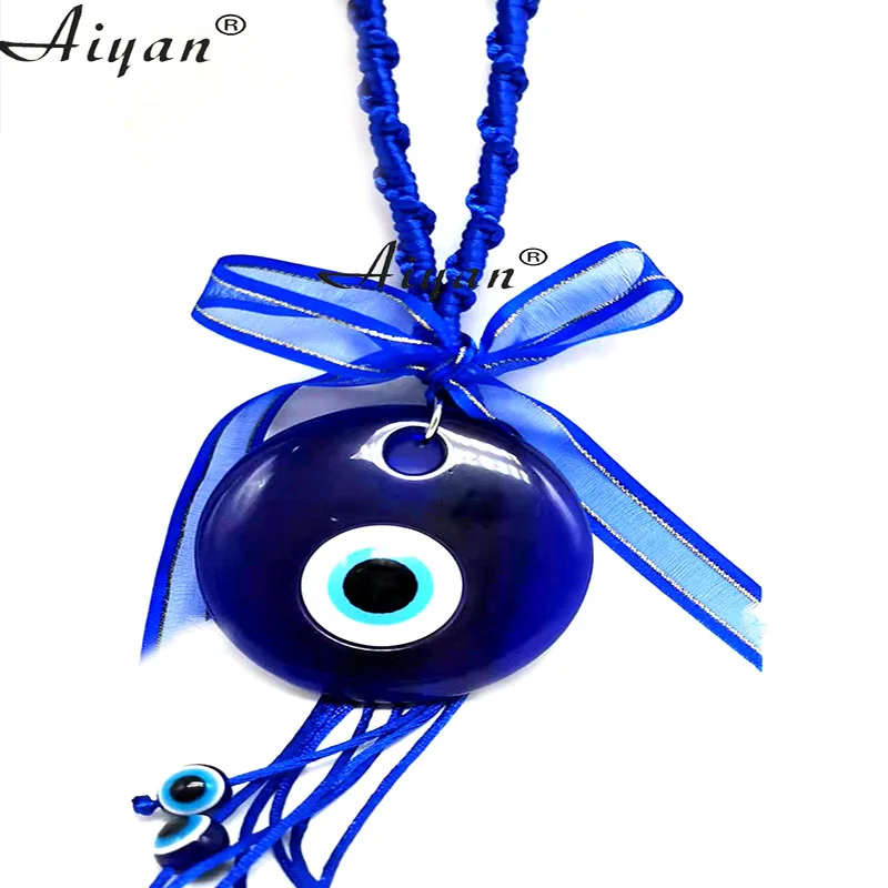 

Blue Eyes And Large Round Flat Eyes Blue Ribbon Kink Head Key Chain Pendant Door And Window Decoration Wall Hanging Anti-Evil