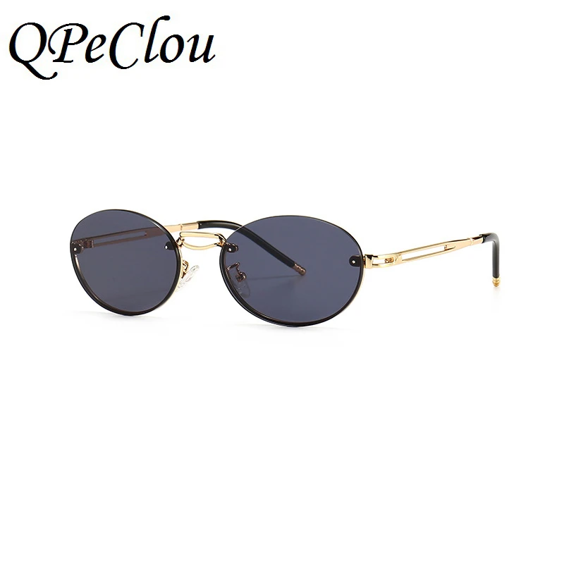 2021 New Fashion Modern Oval Sunglasses Women Brand Designer Vintage Metal Punk Sun Glasses Female Show Shades Oculos Feminino