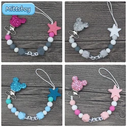 2024 DIY personal isierte Name Silikon Baby Schnuller Clip Kette Nippel Schnuller Kette mit Namens halter für Baby Neugeborenen Dusche Geschenk