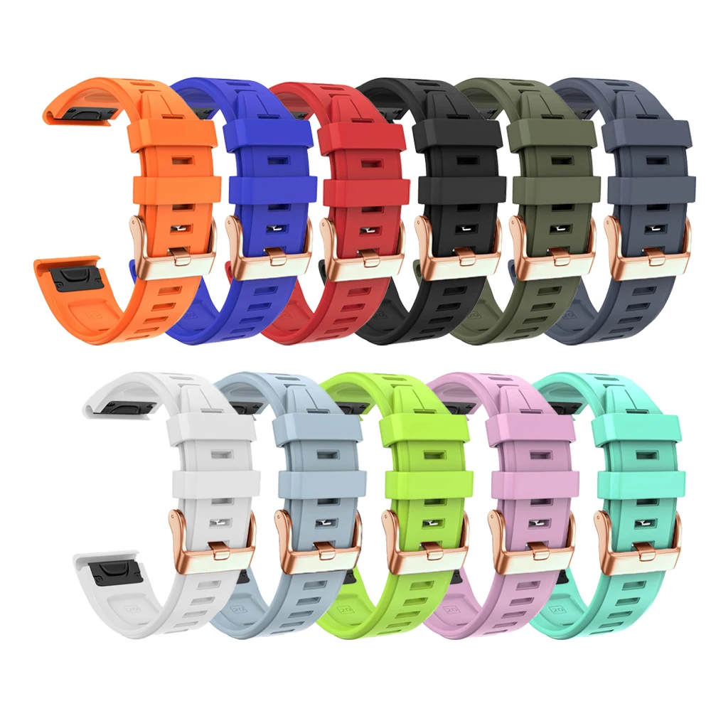 20mm Watch Band Strap For Garmin Fenix 6S Pro 6S 5S Plus Rose Gold Buckle Easyfit Bracelet Belt Quick Release Silicone Watchband