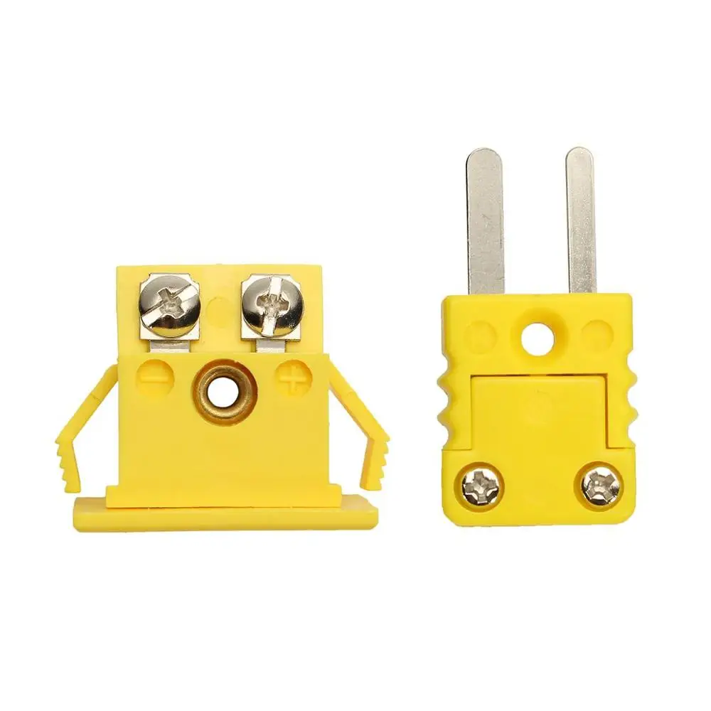 Yellow Plastic Shell  Mini Thermometer  K Type Panel Mount Miniature Connector